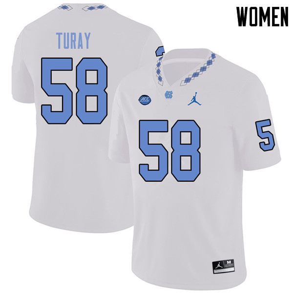 Jordan Brand Women #58 Lancine Turay North Carolina Tar Heels College Football Jerseys Sale-White